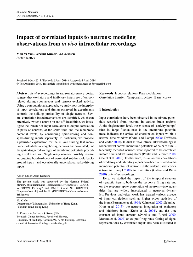 Journal of Computational Neuroscience